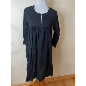 Injiri Cotton Slub Oversized Knee Dress in faded black LARGE